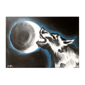 Ölgemälde einsamer Wolf